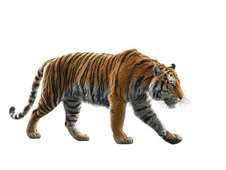 Obraz premium Majestic bengal tiger walking on 3d cat fur on transparent background