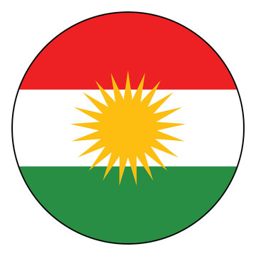 Flag of Iraqi Kurdistan. Black edge. Iraqi Kurdistan circle flag logo icon computer vector illustration design.