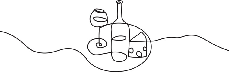 wine cheese art line continuous