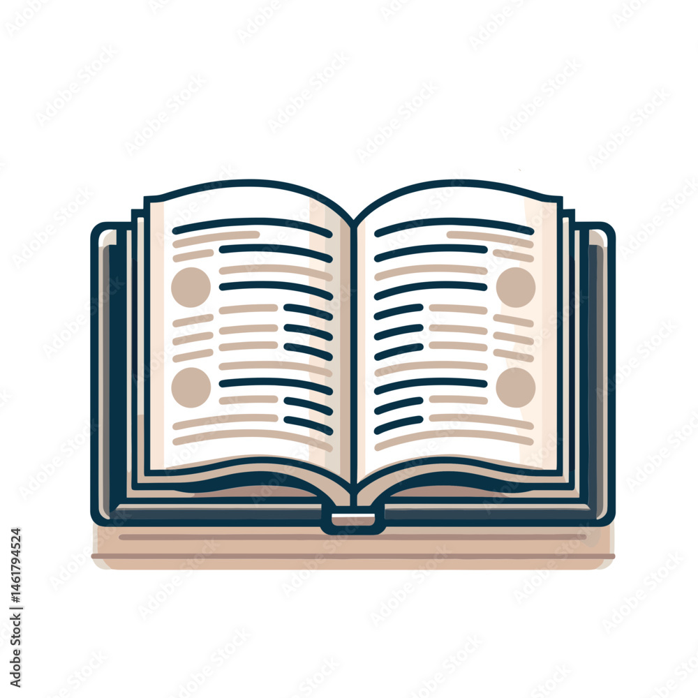 Aufkleber vector open book icon with pages and text representing knowledge and education