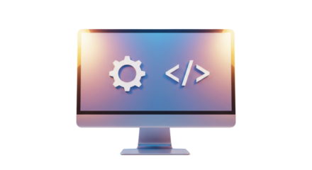 Isolated Desktop Computer with Coding Symbol