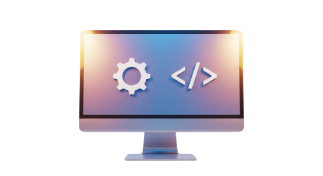 Isolated Desktop Computer with Coding Symbol