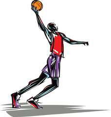 Dynamic illustration of a basketball player