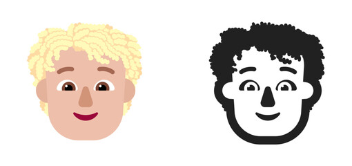 Person's Face Emoji (Curly Blonde Hair, Light Skin Tone)
