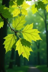 Soft light bathes trembling aspen leaves, their delicate forms backlit, revealing intricate veins , spring, flora