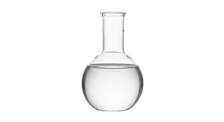 Isolated Round Bottom Flask Filled with Clear Liquid for Laboratory
