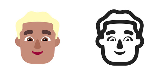 Person's Face Emoji (Blonde Hair, Medium Skin Tone)
