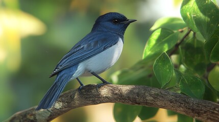Obraz premium Close-up view of a perching blue and white bird.