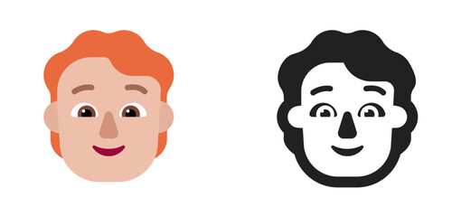 Person's Face Emoji (Orange/Red Hair, Medium-Light Skin Tone)
