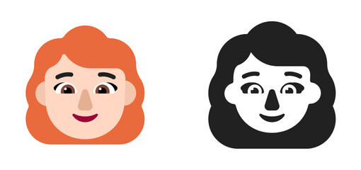 Woman's Face Emoji (Orange Hair, Light Skin Tone)
