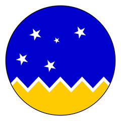 Flag of Magellan-chilean Antarctic Region. Black edge. Magellan-chilean Antarctic Region circle flag logo icon computer vector illustration design.