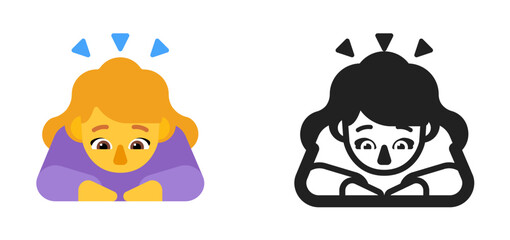 Woman Bowing Deeply Emoji (Orange/Blonde Hair, Light Skin Tone)
