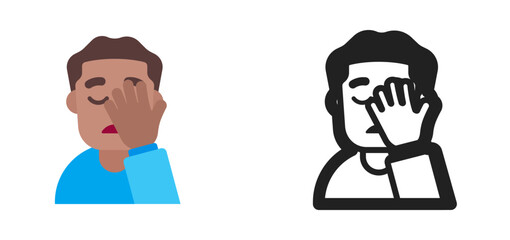 Person Facepalming Emoji (Medium Skin Tone, Blue Shirt)
