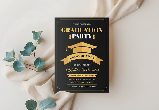 Modern Luxe Graduation Announcement &ndash; Black & Gold Edition