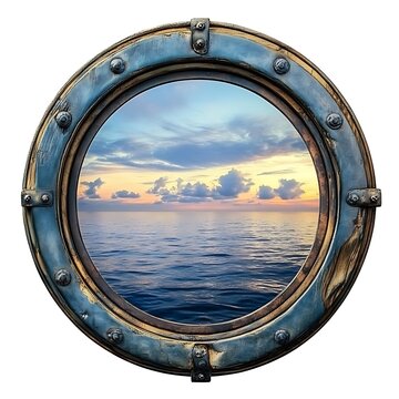 Fototapeta Ocean Sunset Seen Through Porthole.