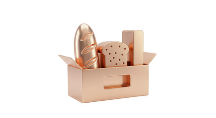 Isolated Assortment of Baked Breads in Golden Box