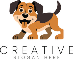 Happy Beagle Dog Cartoon Illustration Design Logo Pet Puppy Paw Cute Icon Tail Ears Face Pets Dogs  