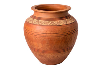 old terracotta vase on transparent background