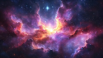 Fototapeta premium Celestial nebulae display of vibrant cosmic colors.