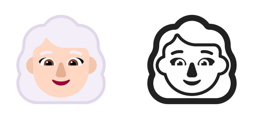 Woman's Face Emoji (White/Grey Hair, Light Skin Tone)
