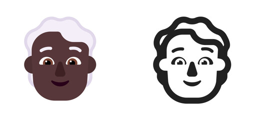 Person's Face Emoji (White/Grey Hair, Very Dark Skin Tone)

