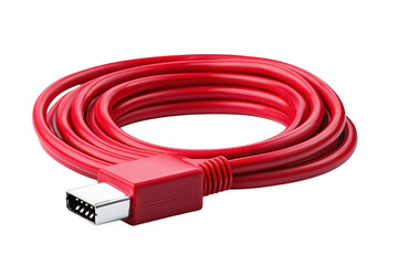 A coiled red usb cable