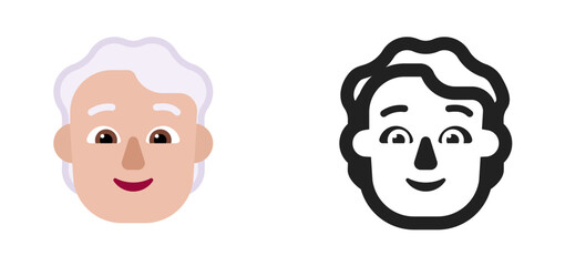 Person's Face Emoji (White/Grey Hair, Medium-Light Skin Tone)
