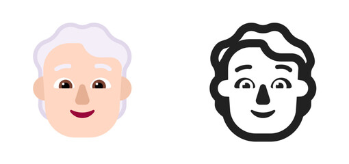 Person's Face Emoji (White/Grey Hair, Light Skin Tone)

