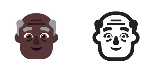 Older Man's Face Emoji (Very Dark Skin Tone)
