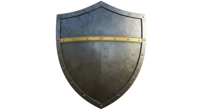 Isolated Medieval Knight Shield with Detailed Texture