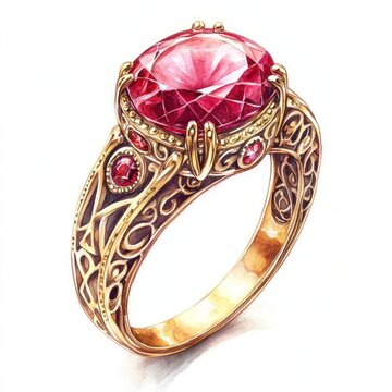 Exquisite ruby ring with ornate gold setting