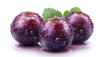 Obraz premium A realistic gooseberry with wet texture, on white background