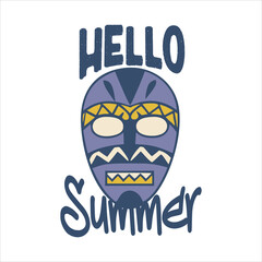 Summer Tiki Mask Totem Illustration, Ancient Totem 