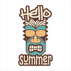 Summer Tiki Mask Totem Illustration, Ancient Totem 