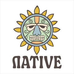 Summer Tiki Mask Totem Illustration, Ancient Totem 