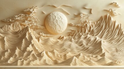Stunning 3D mountain relief mural wallpaper for breathtaking wall art.