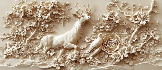 Captivating mural wallpaper with intricate animal designs.
