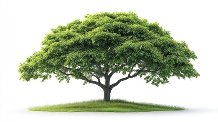 A realistic neem tree with compound leaves, isolated on white