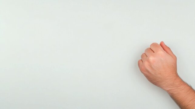 Male hand knocking on white surface