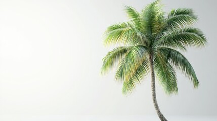 Fototapeta premium A realistic palm tree with long fronds, isolated on white