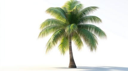 Obraz premium A realistic palm tree with long fronds, isolated on white