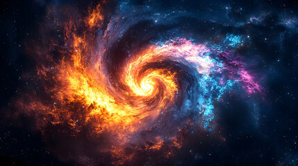 Obraz premium A swirling nebula of vibrant colors in deep space.