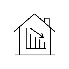Heat loss monitoring icon with editable stroke for smart home insulation and energy efficiency tracking