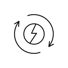 Energy recovery icon with editable stroke for smart systems that reuse energy and increase efficiency