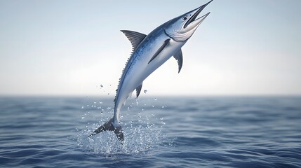 Fototapeta premium Powerful tuna leaping gracefully out of water.