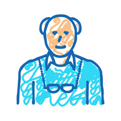 elderly old man icon doodle illustration