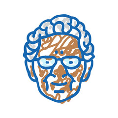 senior old woman avatar icon doodle illustration