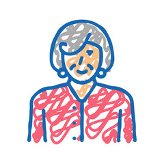 pensioner old woman icon doodle illustration