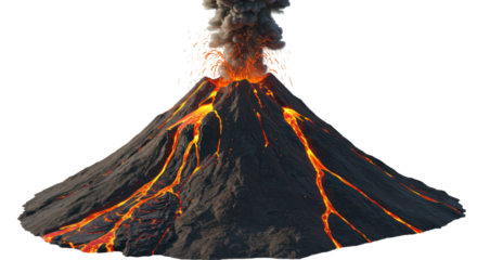 Isolated Erupting Volcano Lava Ash