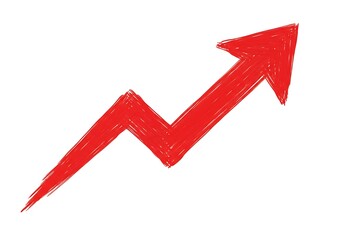 Red Hand Drawn Upward Arrow Growth Success Graphic icon chart paint design symbol vector element